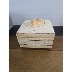 Temptations 3 Quart Old World Yellow Square Casserole Dish with Bow Lid